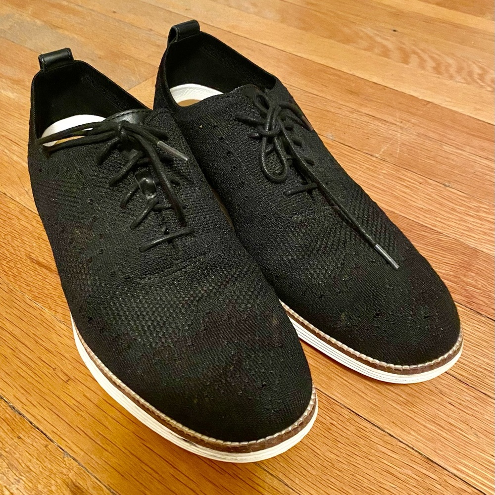 Elegant Black Knit Derby Shoes